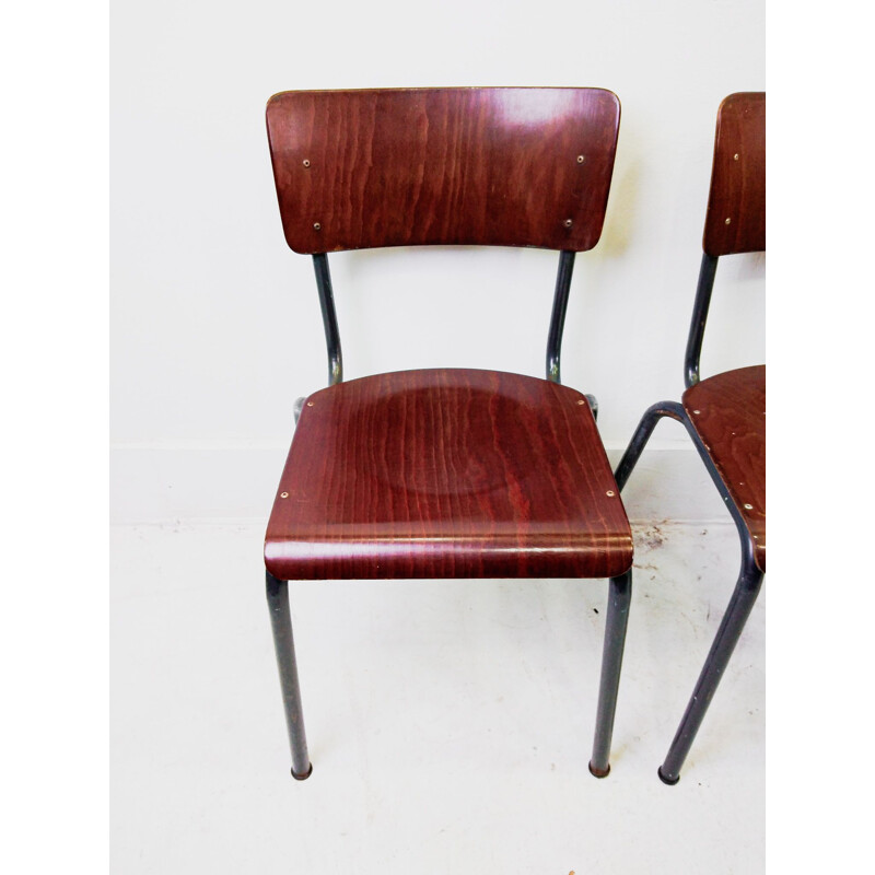 Set of 6 PAG plywood school chairs, 1960