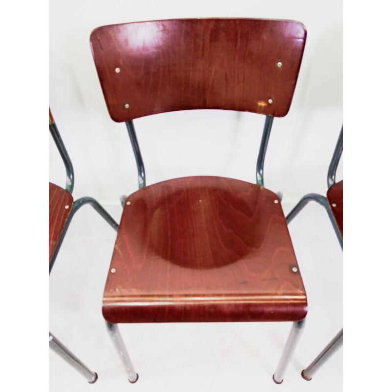 Set of 6 PAG plywood school chairs, 1960