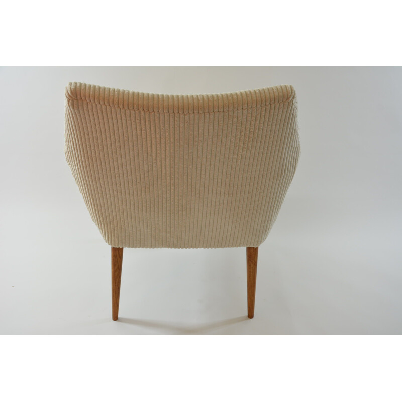 Vintage armchair Coquille in ivory color