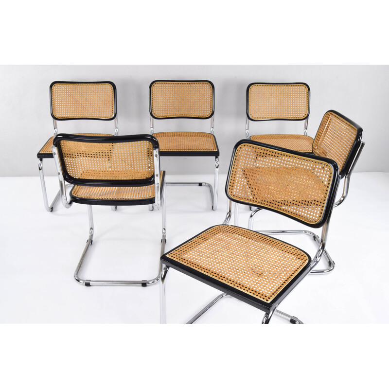  Ensemble de 6 chaises vintage Marcel Breuer B32 Cesca, Italie, 1970