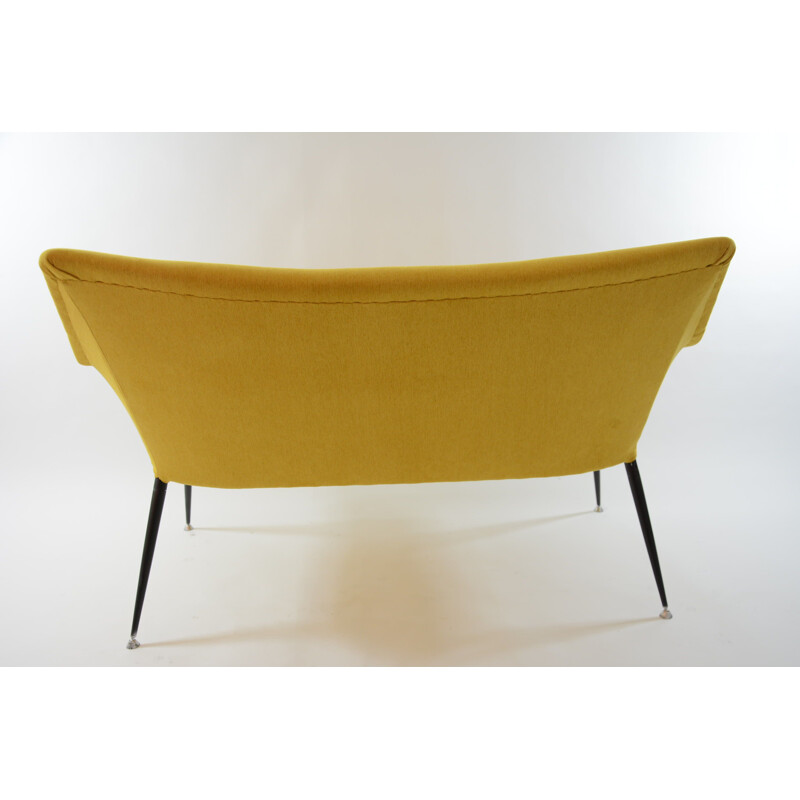 Vintage yellow square "coquille" bench seat