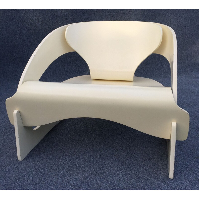 Kartell "4801" armchair in bent plywood, Joe COLOMBO - 1960s