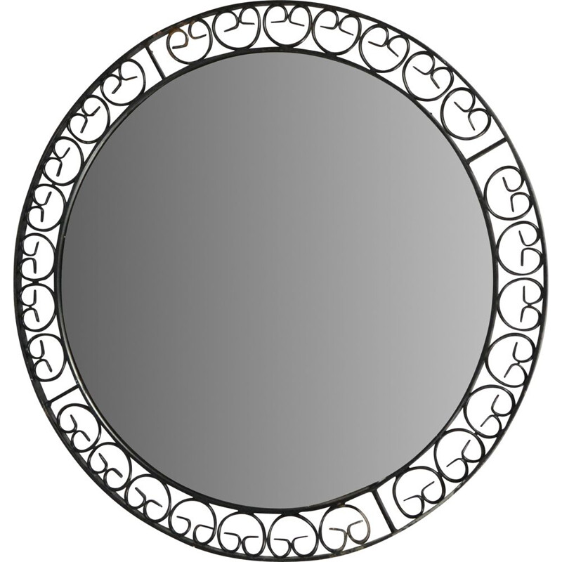 Vintage Round mirror made of metalwork, Germany 1960