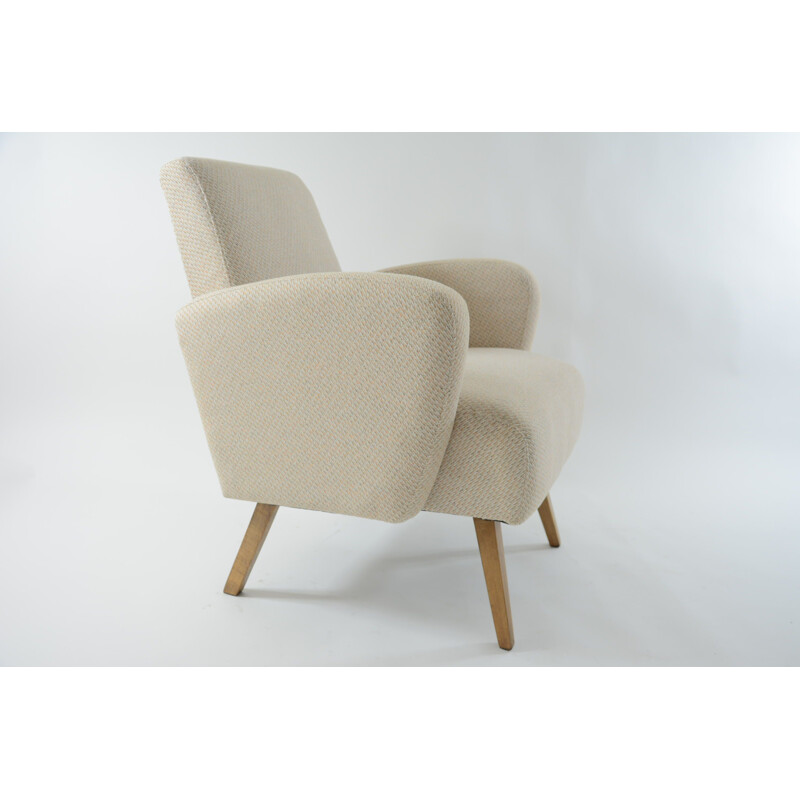 Beige vintage wavy armchair, 1960