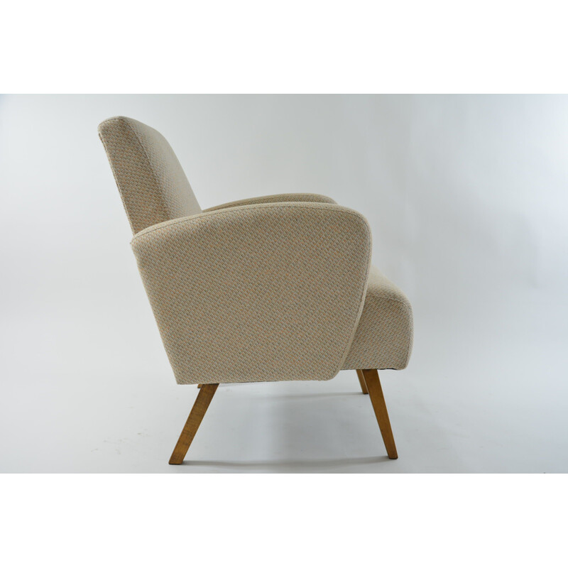 Beige vintage wavy armchair, 1960