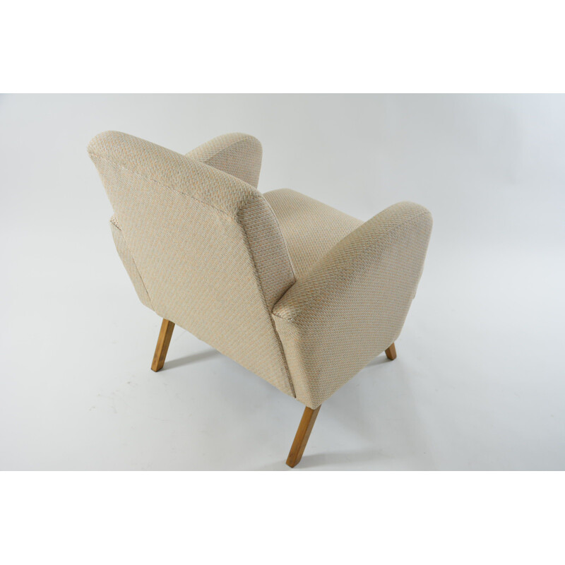 Beige vintage wavy armchair, 1960