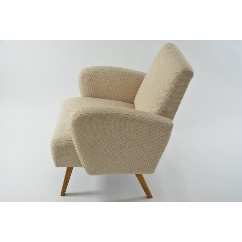 Beige vintage wavy armchair, 1960