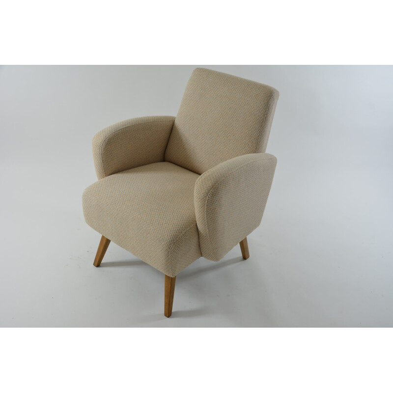 Beige vintage wavy armchair, 1960