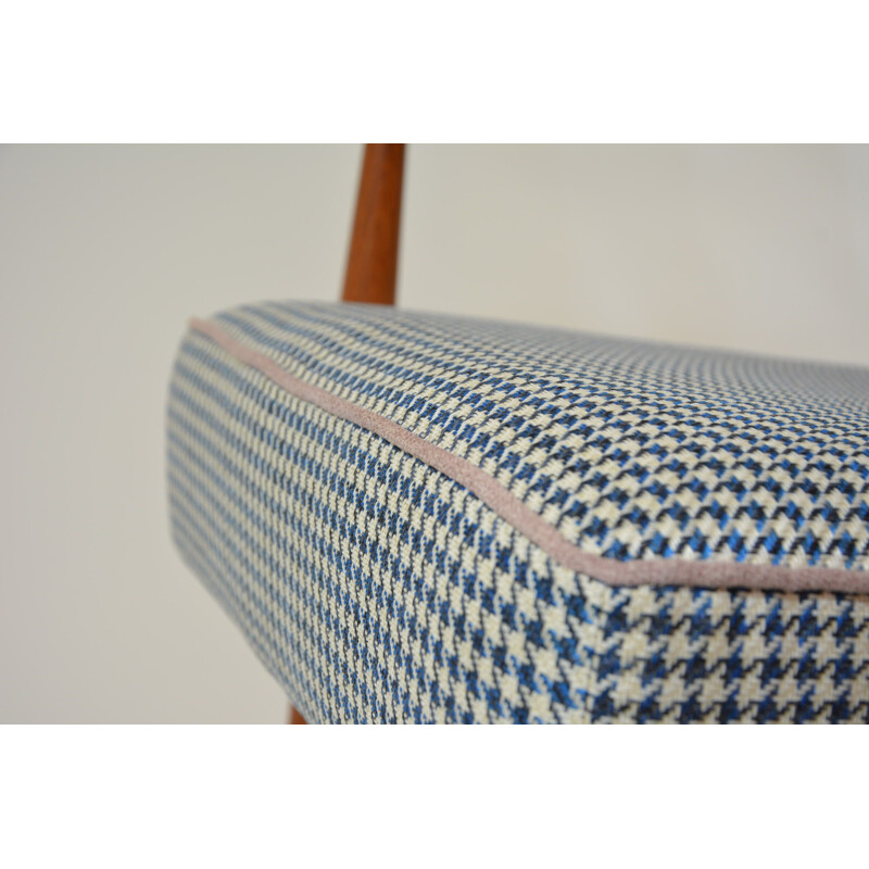 Vintage Fox armchair with blue houndstooth pattern 