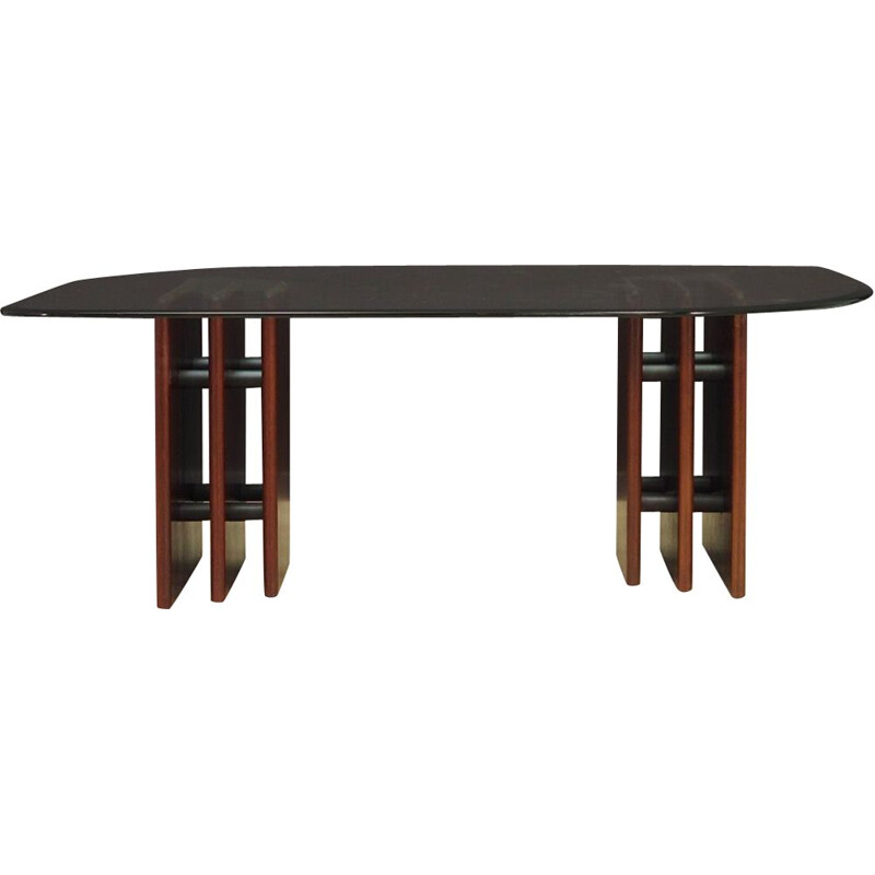 Vintage table in glass and mahogany wood by Bendixen, Denmark, 1960