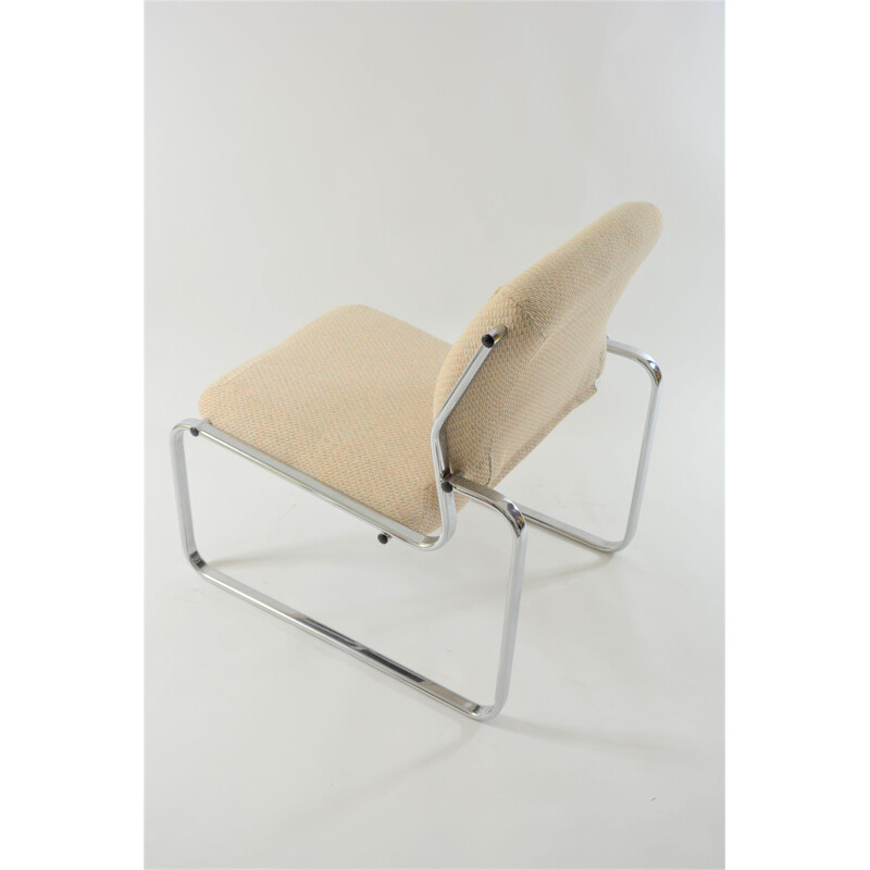 Fauteuil vintage en chrome et tissu chiné