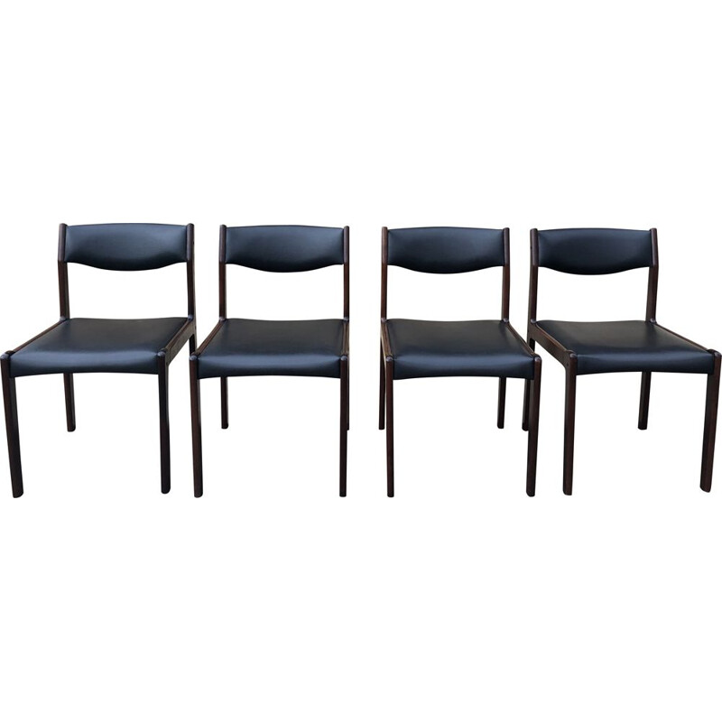 Set of 4 Scandinavian rosewood vintage chairs by SAX circa 1960