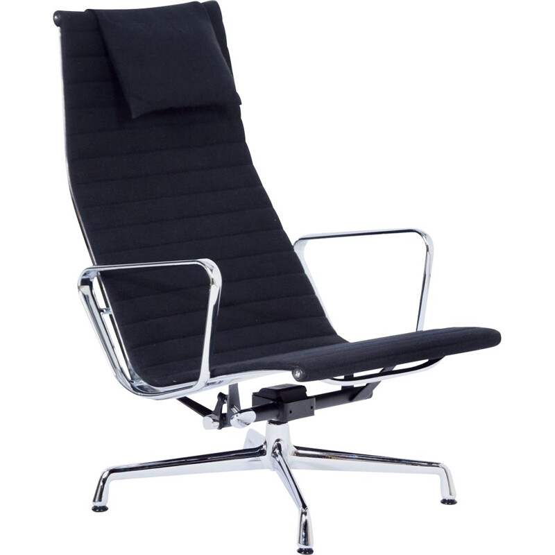 Vintage EA 124 Lounge Chair by Charles and Ray Eames for Vitra, Black Hopsack 2000