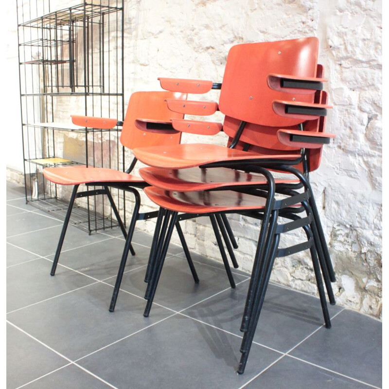 Suite of 4 industrial chairs by Kho Liang Le for CAR Katwijk
