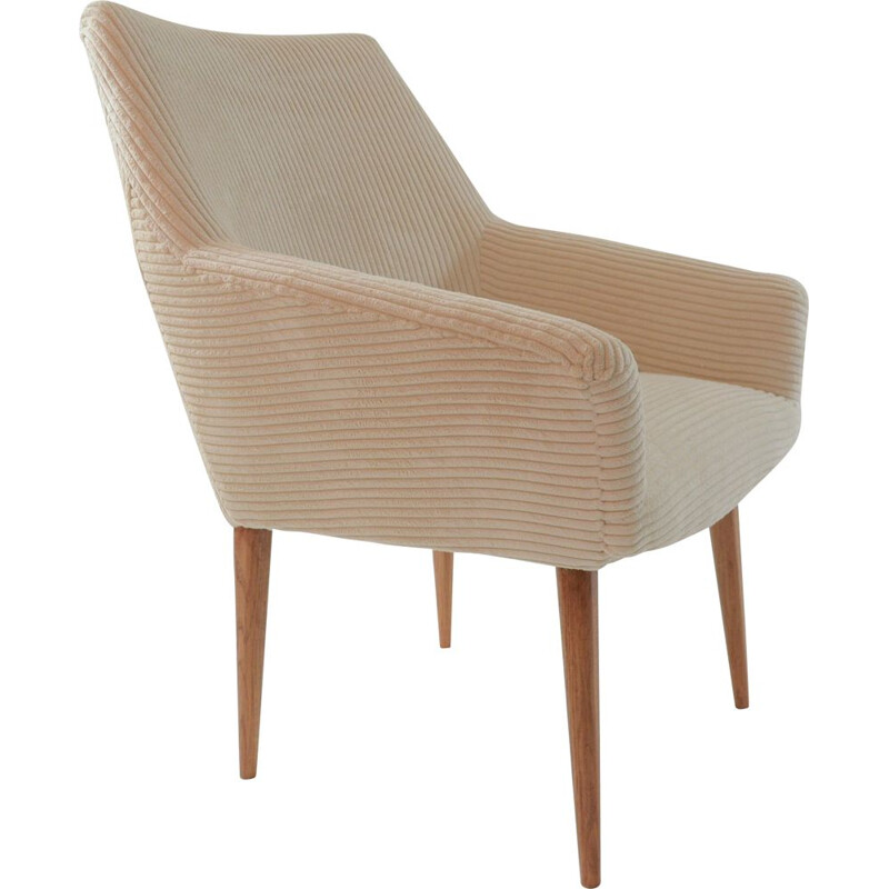 Vintage armchair Coquille in ivory color