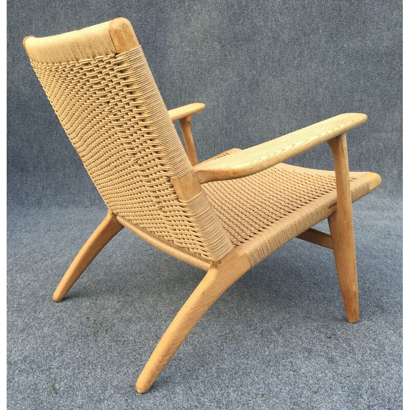 "CH25" Hansen & Sons oak and cord armchair, Hans J. WEGNER - 1960s