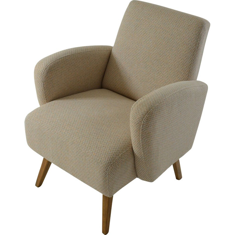 Beige vintage wavy armchair, 1960