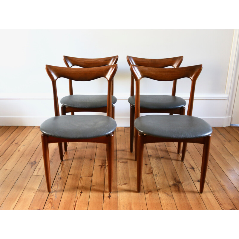 Suite of 4 vintage Scandinavian teak chairs by Henri Walter Klein