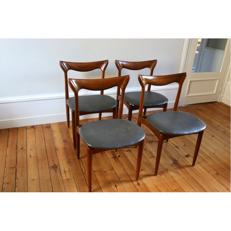 Suite of 4 vintage Scandinavian teak chairs by Henri Walter Klein