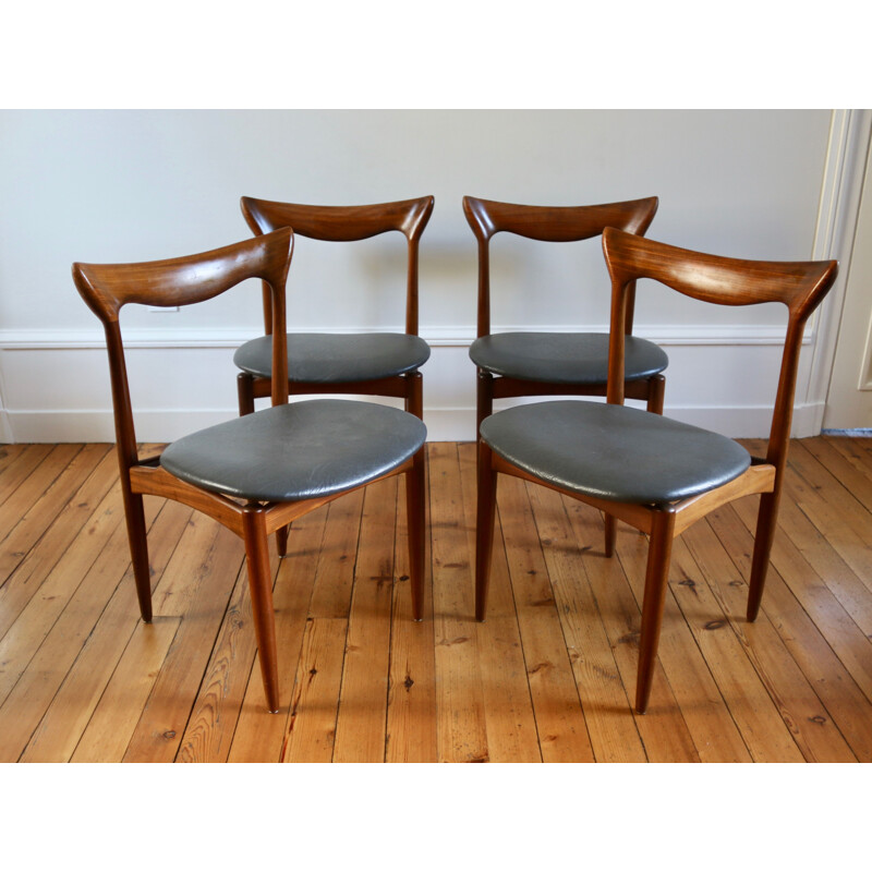 Suite of 4 vintage Scandinavian teak chairs by Henri Walter Klein