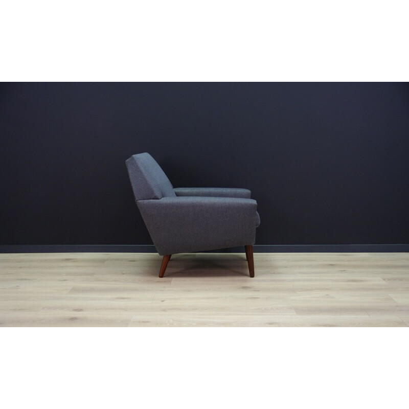 Teak Danish vintage armchair in graphite color, 1970s