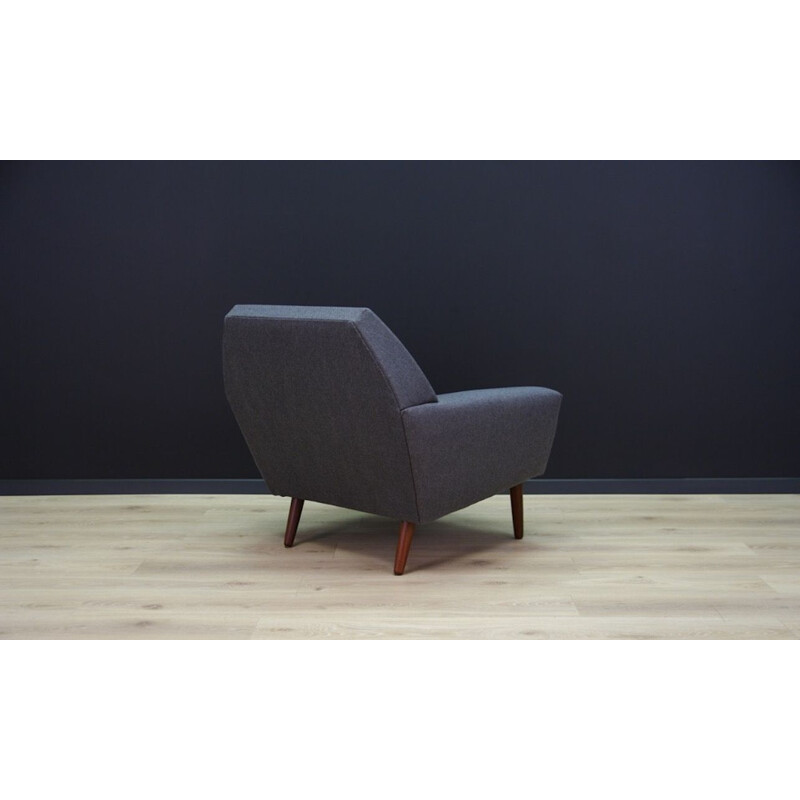 Teak Danish vintage armchair in graphite color, 1970s