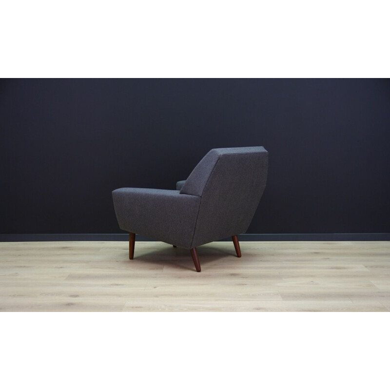 Teak Danish vintage armchair in graphite color, 1970s