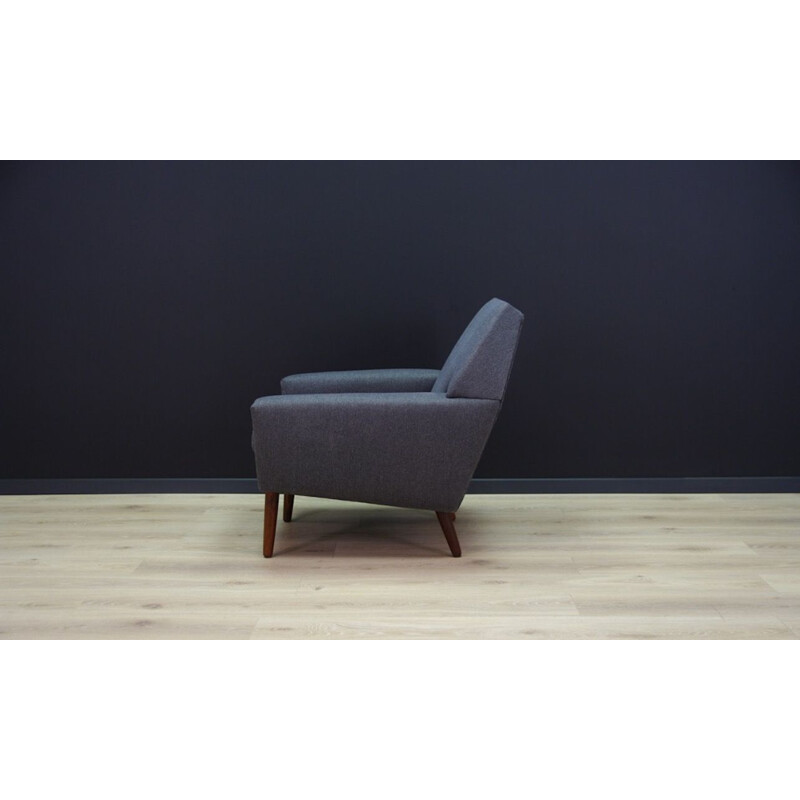 Teak Danish vintage armchair in graphite color, 1970s