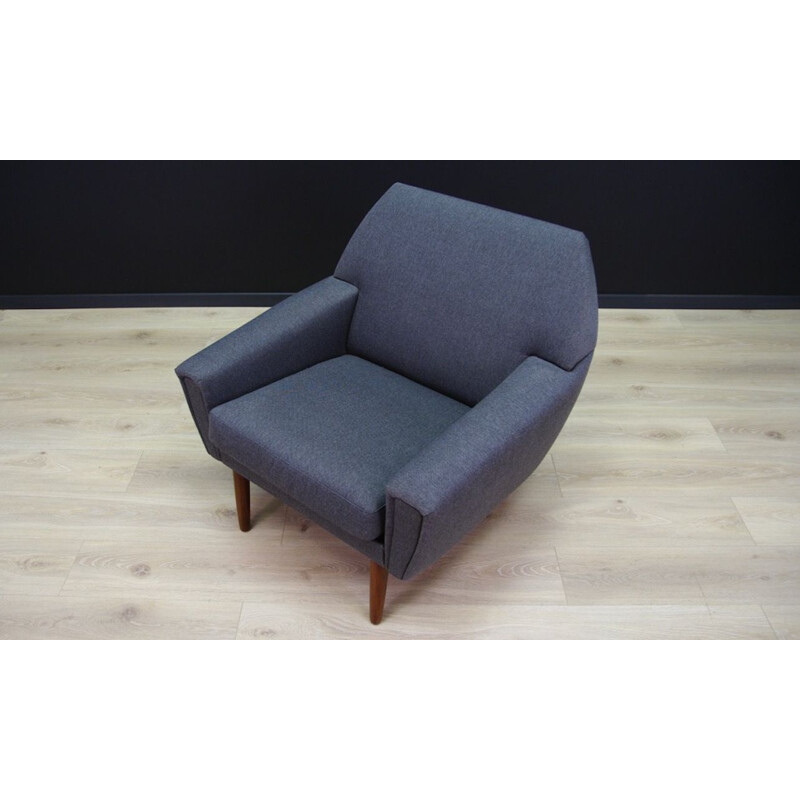 Teak Danish vintage armchair in graphite color, 1970s