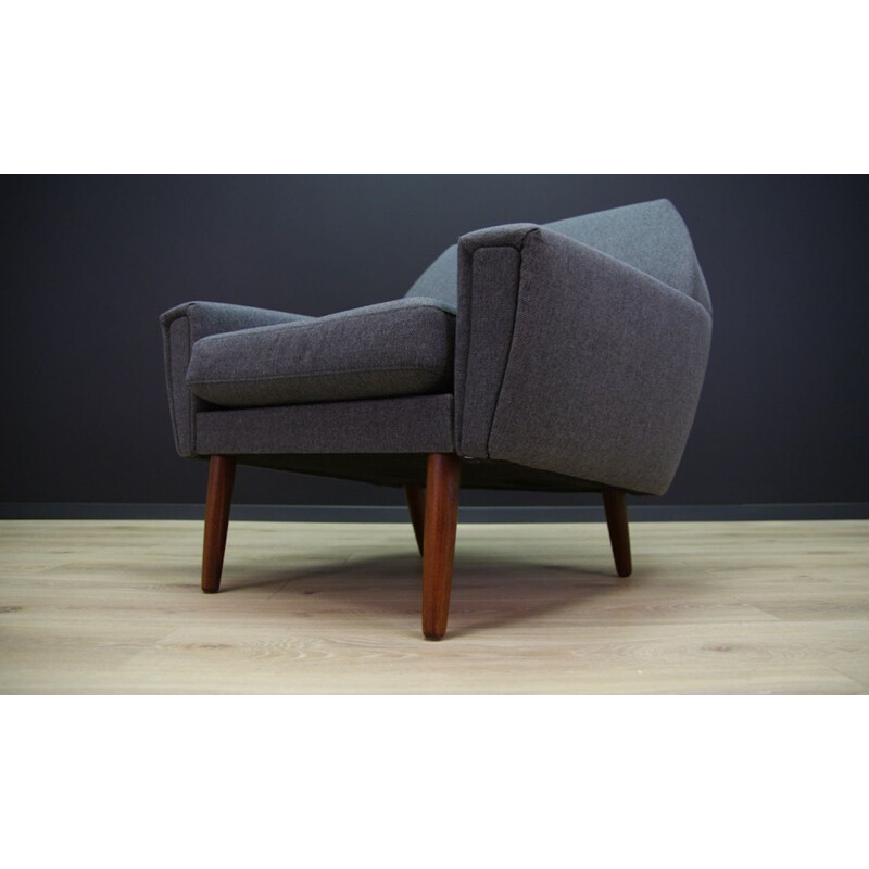 Teak Danish vintage armchair in graphite color, 1970s