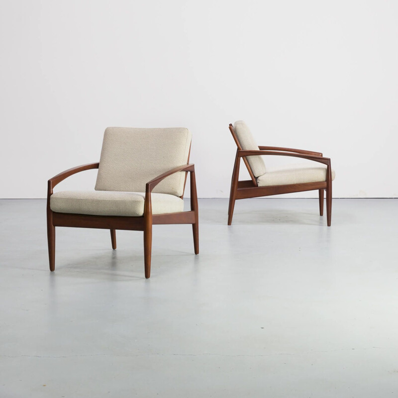 Paire de fauteuils vintage "coupe-papier" (modèle 121) par Kai Kristiansen pour Magnus Olesen, 1950 
