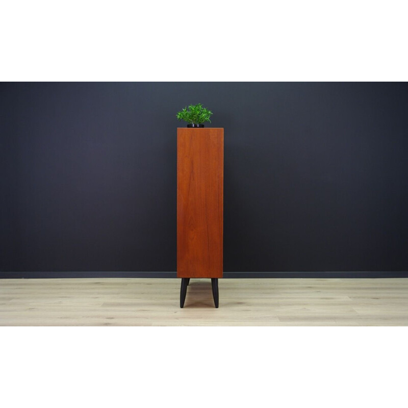 Vintage teak bookcase with glass door, 1960s-1970s 	