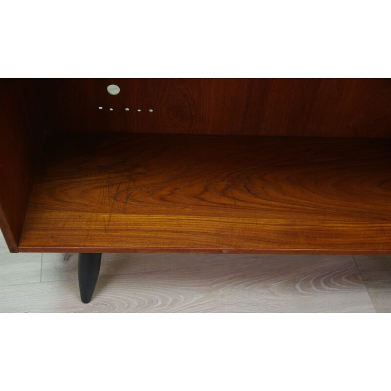 Vintage teak bookcase with glass door, 1960s-1970s 	