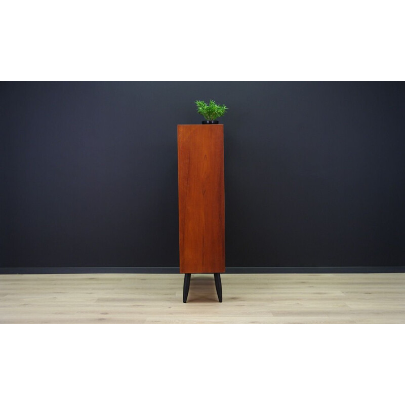 Vintage teak bookcase with glass door, 1960s-1970s 	