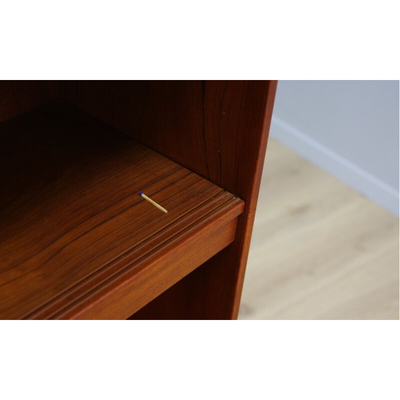 Vintage teak bookcase with glass door, 1960s-1970s 	