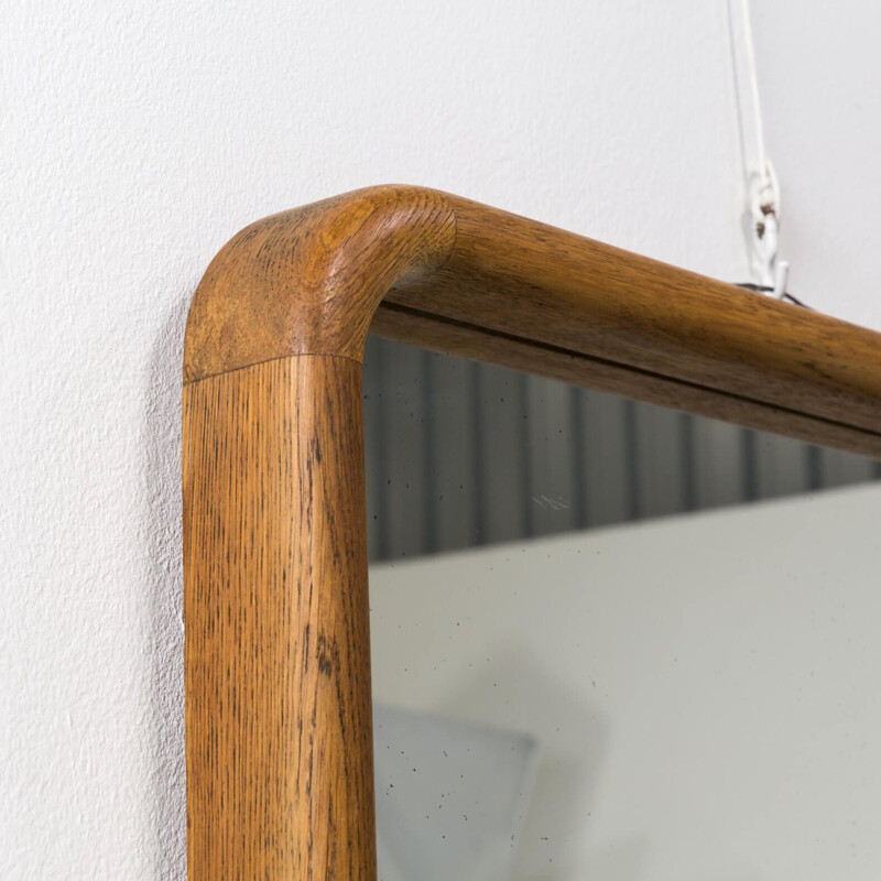 Vintage mirror with oak wooden frame