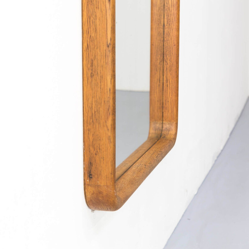 Vintage mirror with oak wooden frame