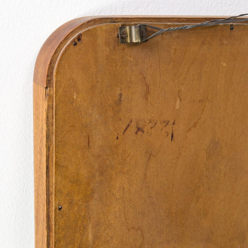 Vintage mirror with oak wooden frame