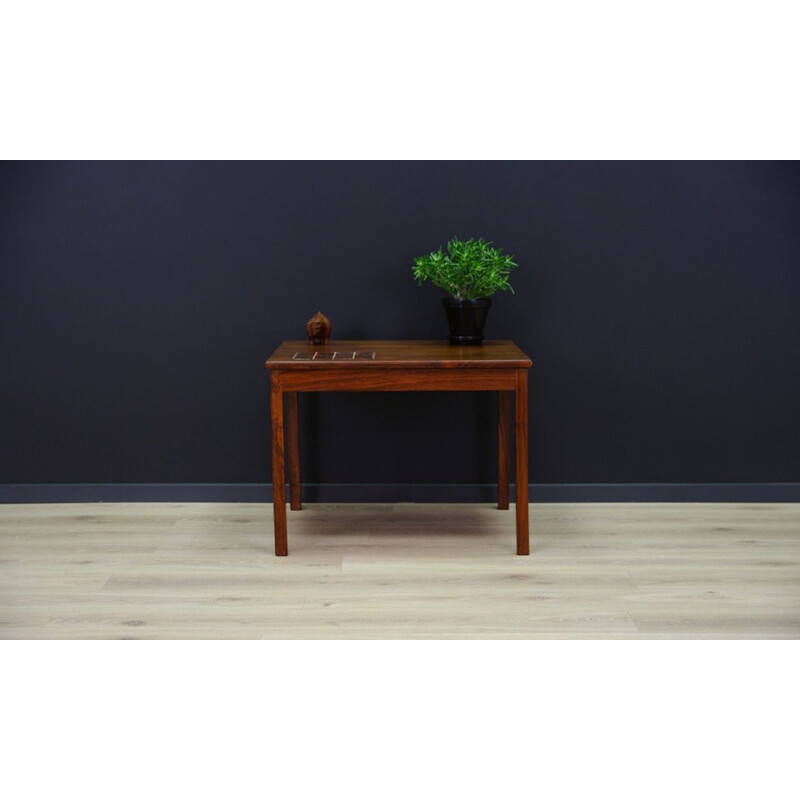 Vintage coffee table in rosewood with dcorative tiles, 1960s-1970s