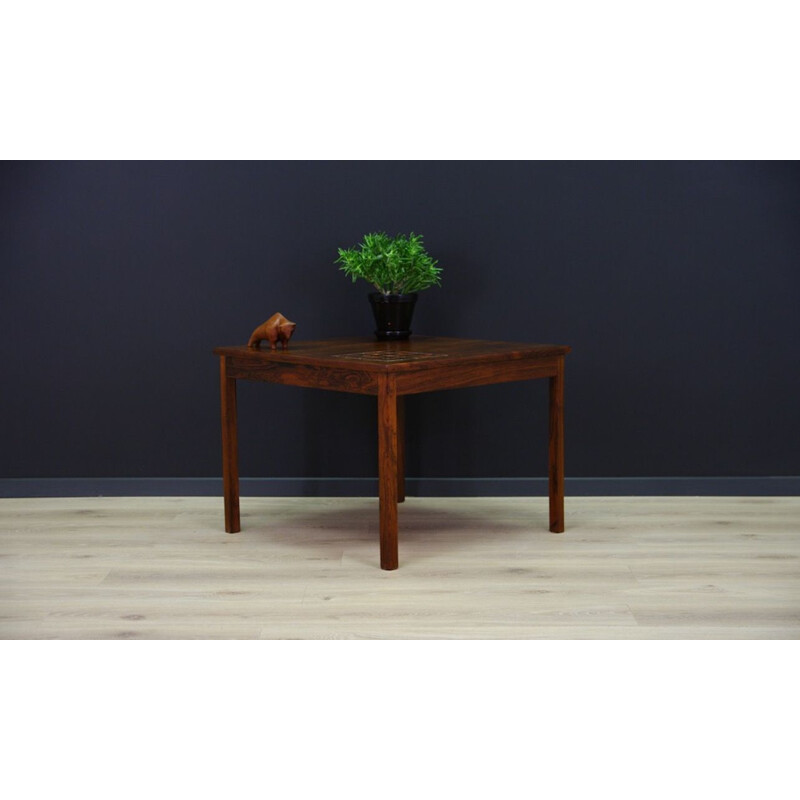 Vintage coffee table in rosewood with dcorative tiles, 1960s-1970s