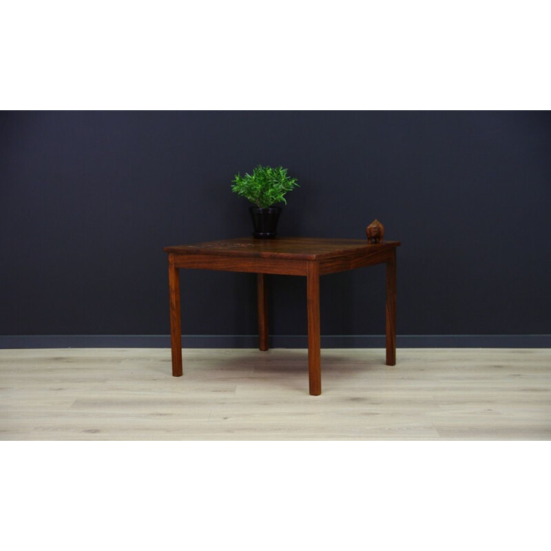 Vintage coffee table in rosewood with dcorative tiles, 1960s-1970s