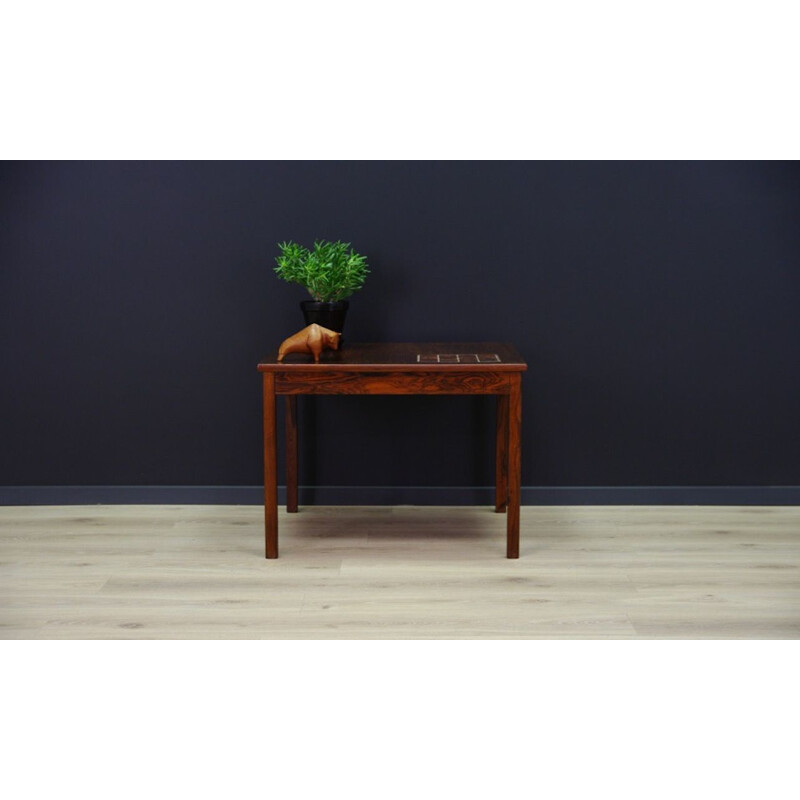 Vintage coffee table in rosewood with dcorative tiles, 1960s-1970s