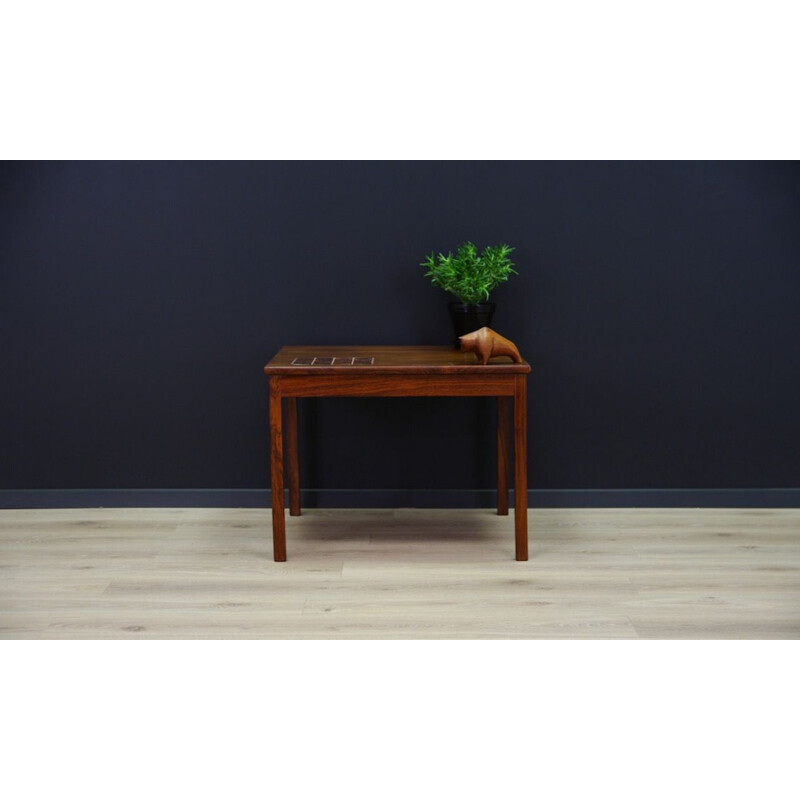 Vintage coffee table in rosewood with dcorative tiles, 1960s-1970s