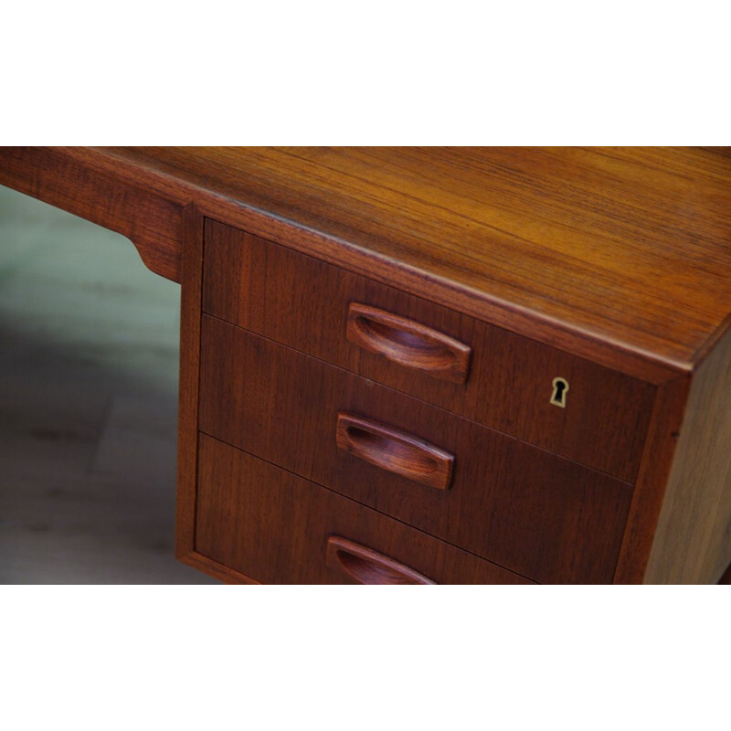 Vintage teak desk with 6 drawers, Denmark, 1960-70s