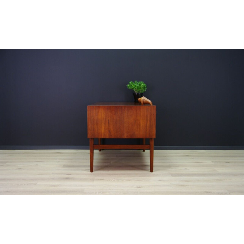 Vintage teak desk with 6 drawers, Denmark, 1960-70s