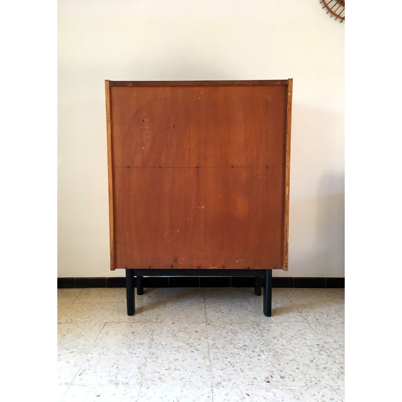 Vintage brass and imitation leather sideboard, 1950