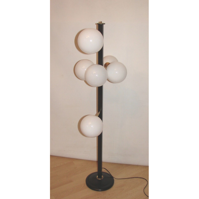 Vintage floor lamp in brass and glass, 1970s