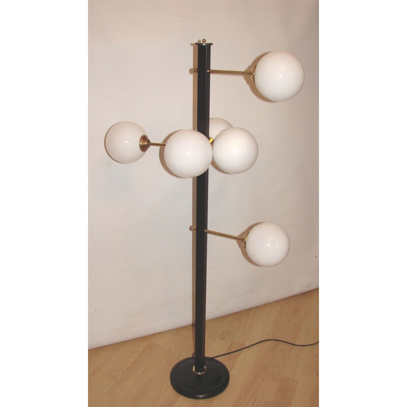 Vintage floor lamp in brass and glass, 1970s