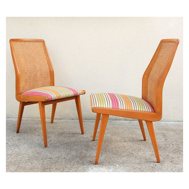 4 vintage cane work chairs, manufacturer HABEO - 1950s