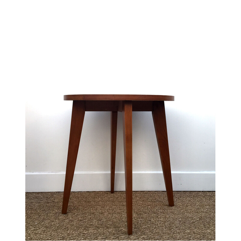 Vintage round coffee table in solid oak